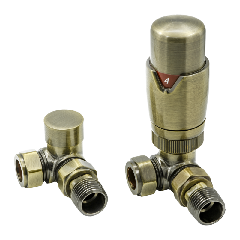 Reina Modal Thermostatic Radiator Valves with Lockshield (1 size, 3 styles, 7 colours) - Brand New Bathrooms