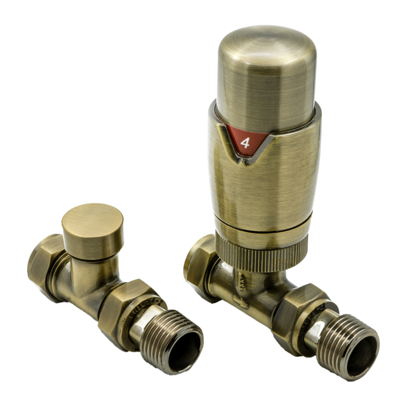 Reina Modal Thermostatic Radiator Valves with Lockshield (1 size, 3 styles, 7 colours) - Brand New Bathrooms