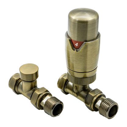 Reina Modal Thermostatic Radiator Valves with Lockshield (1 size, 3 styles, 7 colours) - Brand New Bathrooms