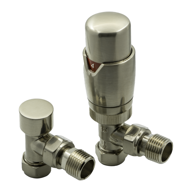 Reina Modal Thermostatic Radiator Valves with Lockshield (1 size, 3 styles, 7 colours) - Brand New Bathrooms