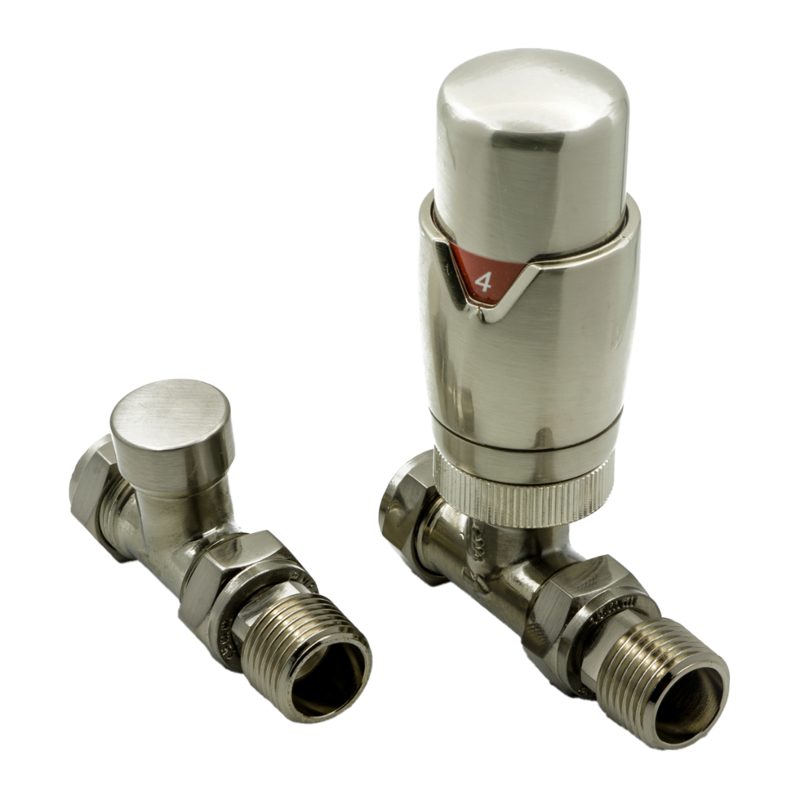 Reina Modal Thermostatic Radiator Valves with Lockshield (1 size, 3 styles, 7 colours) - Brand New Bathrooms