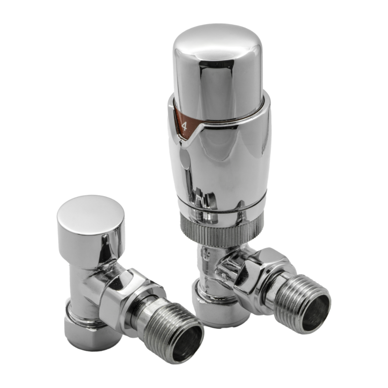 Reina Modal Thermostatic Radiator Valves with Lockshield (1 size, 3 styles, 7 colours) - Brand New Bathrooms