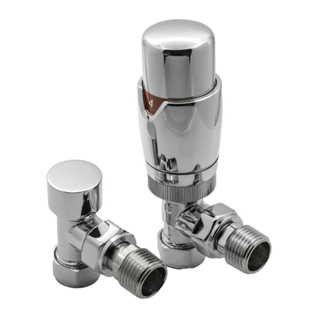 Reina Modal Thermostatic Radiator Valves with Lockshield (1 size, 3 styles, 7 colours) - Brand New Bathrooms