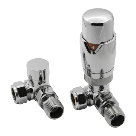 Reina Modal Thermostatic Radiator Valves with Lockshield (1 size, 3 styles, 7 colours) - Brand New Bathrooms