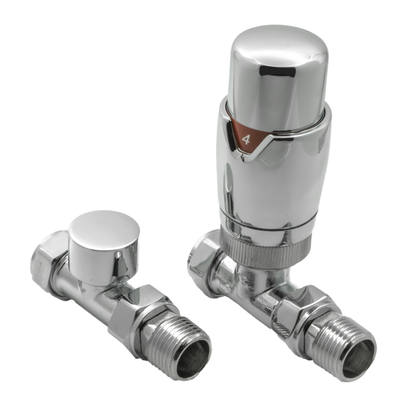 Reina Modal Thermostatic Radiator Valves with Lockshield (1 size, 3 styles, 7 colours) - Brand New Bathrooms