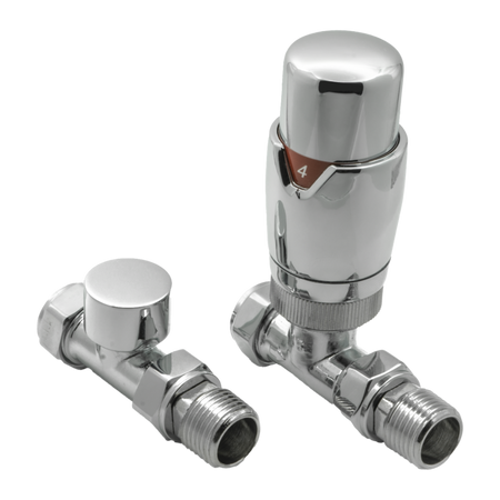 Reina Modal Thermostatic Radiator Valves with Lockshield (1 size, 3 styles, 7 colours) - Brand New Bathrooms