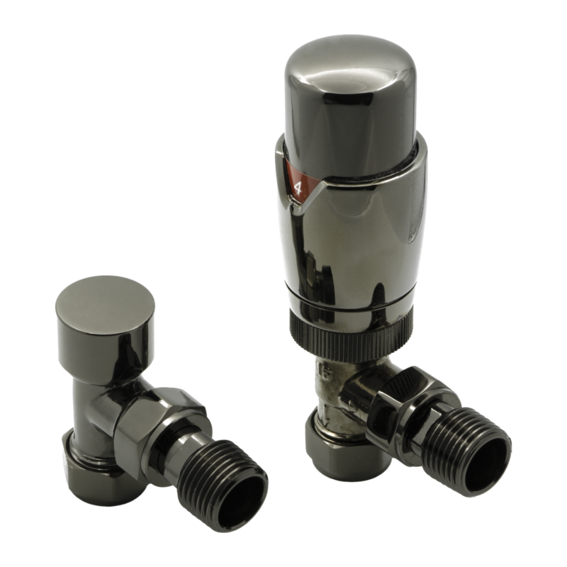 Reina Modal Thermostatic Radiator Valves with Lockshield (1 size, 3 styles, 7 colours) - Brand New Bathrooms