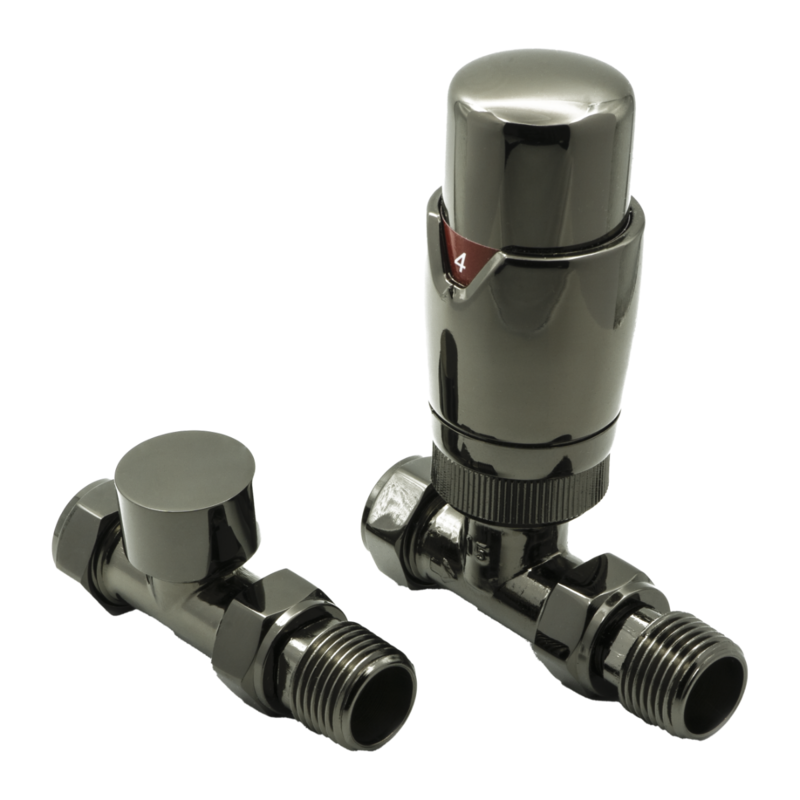 Reina Modal Thermostatic Radiator Valves with Lockshield (1 size, 3 styles, 7 colours) - Brand New Bathrooms