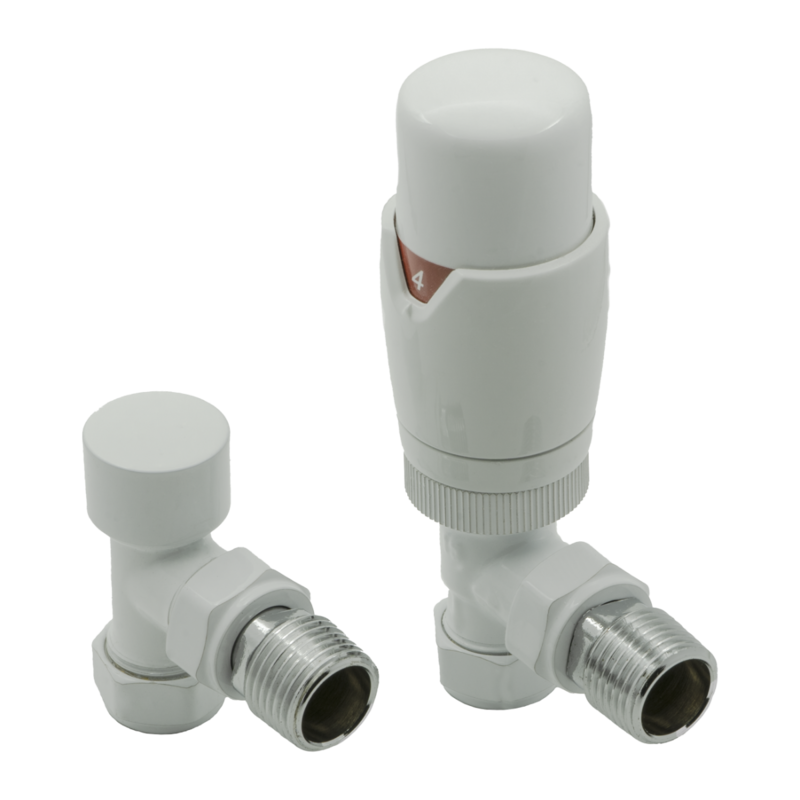 Reina Modal Thermostatic Radiator Valves with Lockshield (1 size, 3 styles, 7 colours) - Brand New Bathrooms
