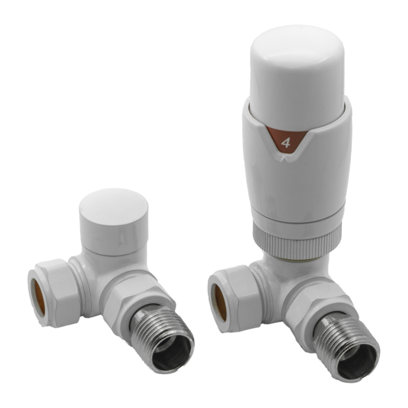 Reina Modal Thermostatic Radiator Valves with Lockshield (1 size, 3 styles, 7 colours) - Brand New Bathrooms