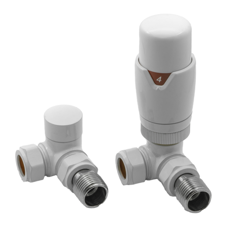 Reina Modal Thermostatic Radiator Valves with Lockshield (1 size, 3 styles, 7 colours) - Brand New Bathrooms