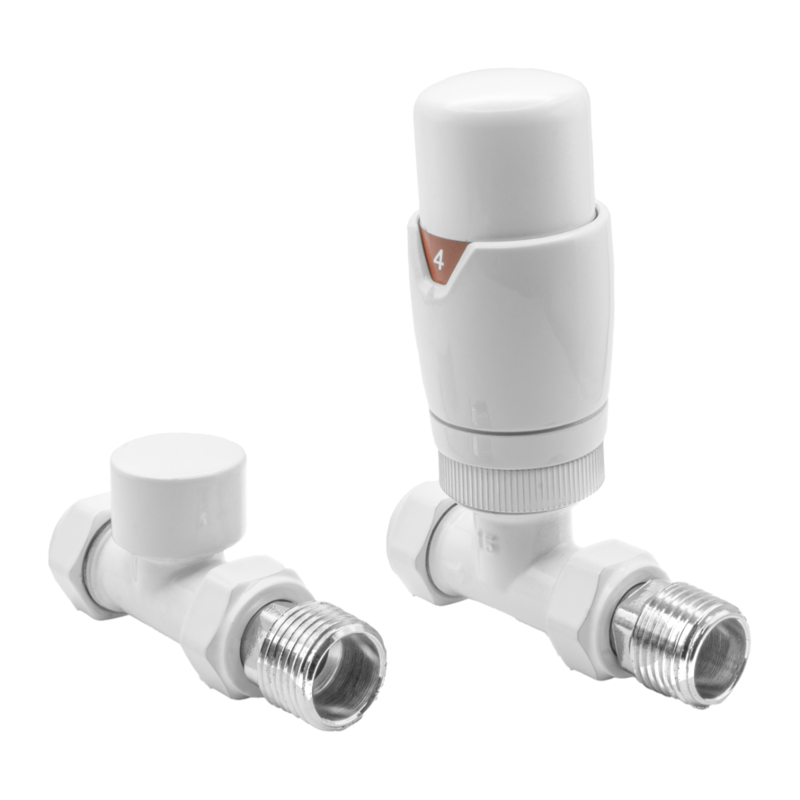 Reina Modal Thermostatic Radiator Valves with Lockshield (1 size, 3 styles, 7 colours) - Brand New Bathrooms