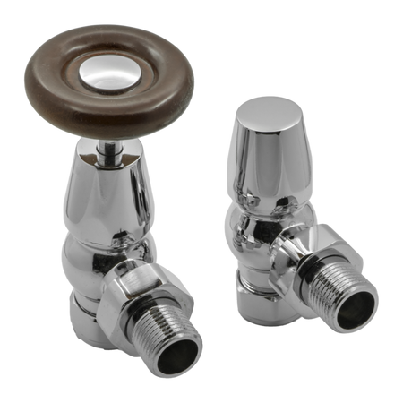 Reina Surrey Angled Radiator Valves (1 size, Chrome) - Brand New Bathrooms