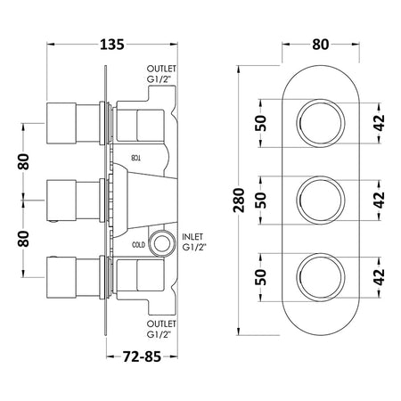 Hudson Reed Round Valves Valve (2 styles, Chrome) - Brandnew Bathroom