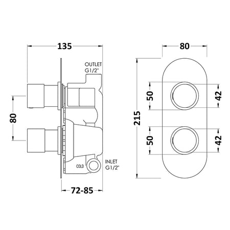 Hudson Reed Round Valves (2 styles, Chrome) - Brandnew Bathroom