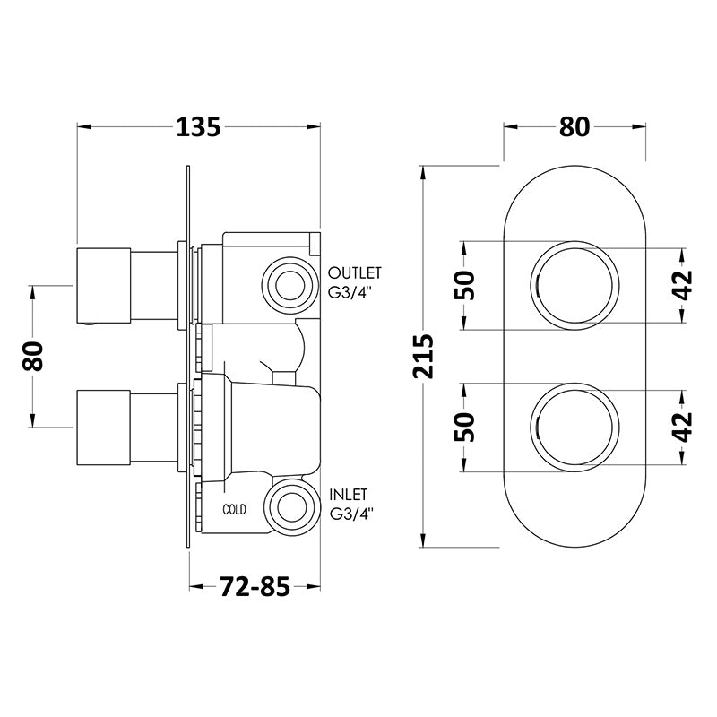 Hudson Reed Round Valves (2 styles, Chrome) - Brandnew Bathroom