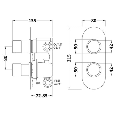 Hudson Reed Round Valves (2 styles, Chrome) - Brandnew Bathroom