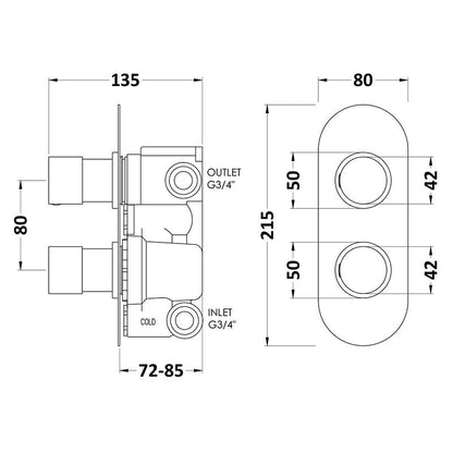 Hudson Reed Round Valves (2 styles, Chrome) - Brandnew Bathroom