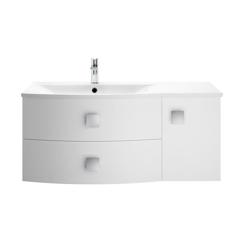 Hudson Reed Sarenna Wall Hung Left Hand Double Drawer Single Door 1000mm Vanity Unit with Polymarble Basin (1 size, 3 colours) - Brand New Bathrooms