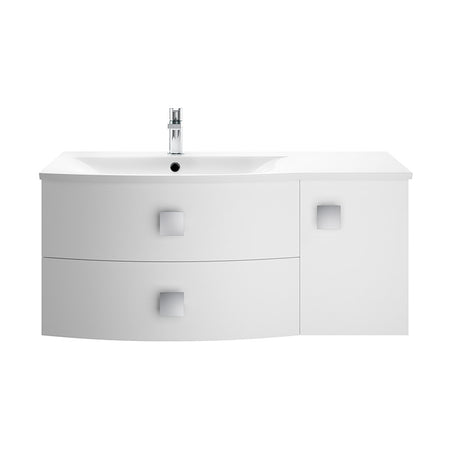 Hudson Reed Sarenna Wall Hung Left Hand Double Drawer Single Door 1000mm Vanity Unit with Polymarble Basin (1 size, 3 colours) - Brand New Bathrooms