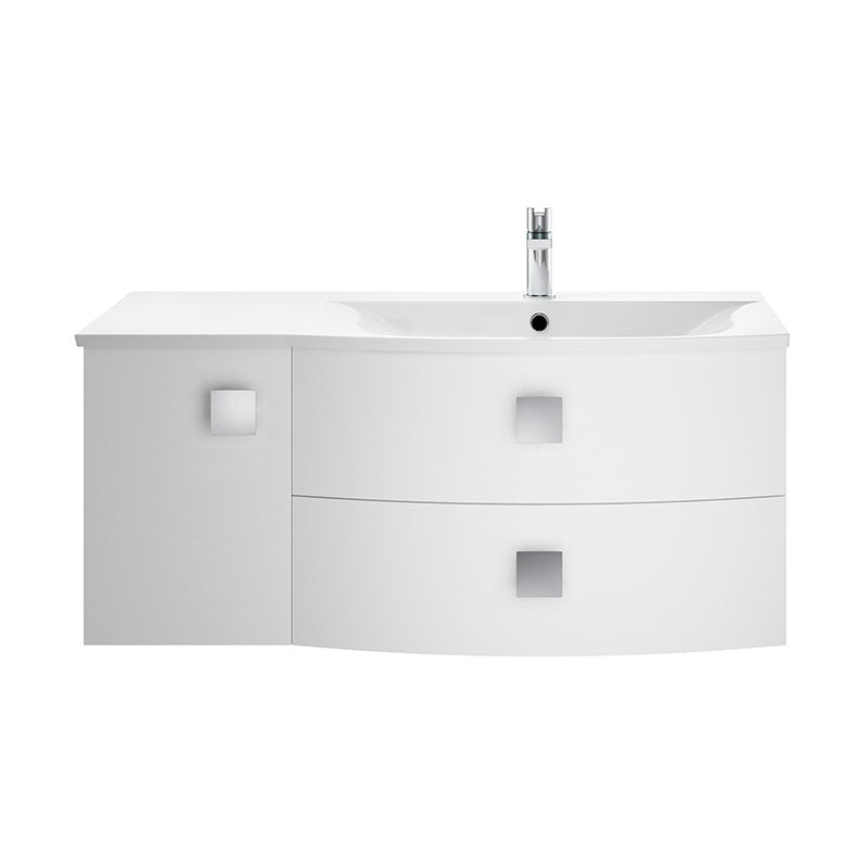 Hudson Reed Sarenna Wall Hung Right Hand Double Drawer Single Door 1000mm Vanity Unit with Polymarble Basin (1 size, 3 colours) - Brand New Bathrooms