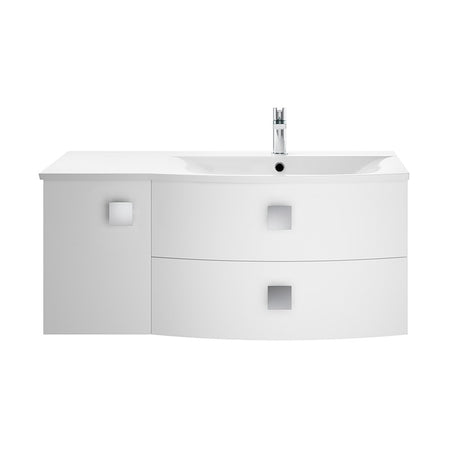 Hudson Reed Sarenna Wall Hung Right Hand Double Drawer Single Door 1000mm Vanity Unit with Polymarble Basin (1 size, 3 colours) - Brand New Bathrooms
