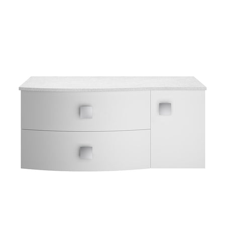 Hudson Reed Sarenna Wall Hung Left Hand Double Drawer Single Door 1000mm Vanity Unit with White Marble Top (1 size, 3 colours) - Brand New Bathrooms