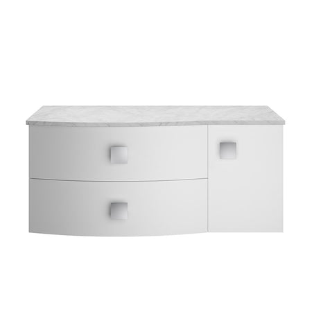 Hudson Reed Sarenna Wall Hung Left Hand Double Drawer Single Door 1000mm Vanity Unit with Grey Marble Top (1 size, 3 colours) - Brand New Bathrooms