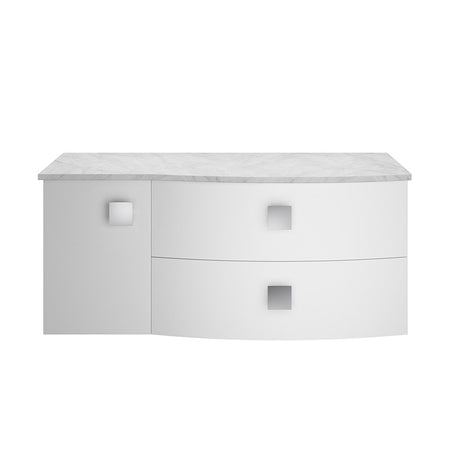 Hudson Reed Sarenna Wall Hung Right Hand Double Drawer Single Door 1000mm Vanity Unit with Grey Marble Top (1 size, 3 colours) - Brand New Bathrooms