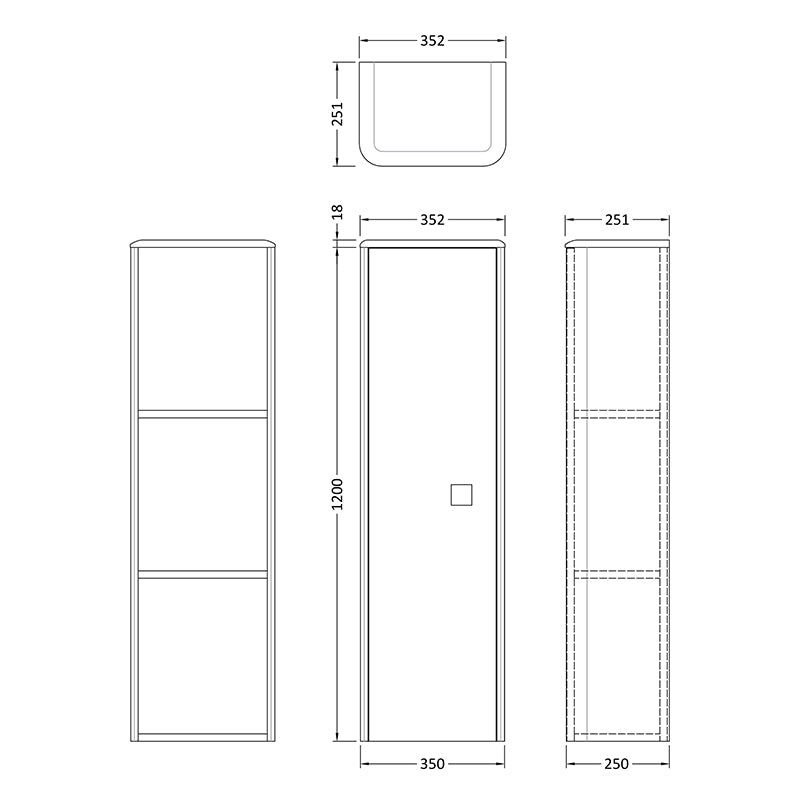 Hudson Reed Sarenna Wall Hung Single Door Tall Boy Unit (1 size, 3 colours) - Brand New Bathrooms
