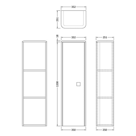 Hudson Reed Sarenna Wall Hung Single Door Tall Boy Unit (1 size, 3 colours) - Brand New Bathrooms