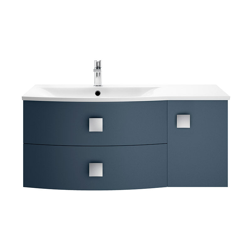 Hudson Reed Sarenna Wall Hung Left Hand Double Drawer Single Door 1000mm Vanity Unit with Polymarble Basin (1 size, 3 colours) - Brand New Bathrooms