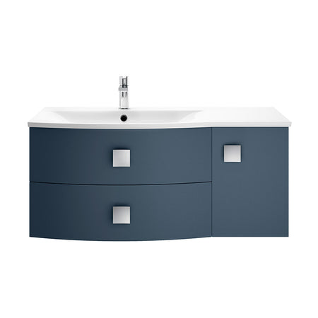 Hudson Reed Sarenna Wall Hung Left Hand Double Drawer Single Door 1000mm Vanity Unit with Polymarble Basin (1 size, 3 colours) - Brand New Bathrooms
