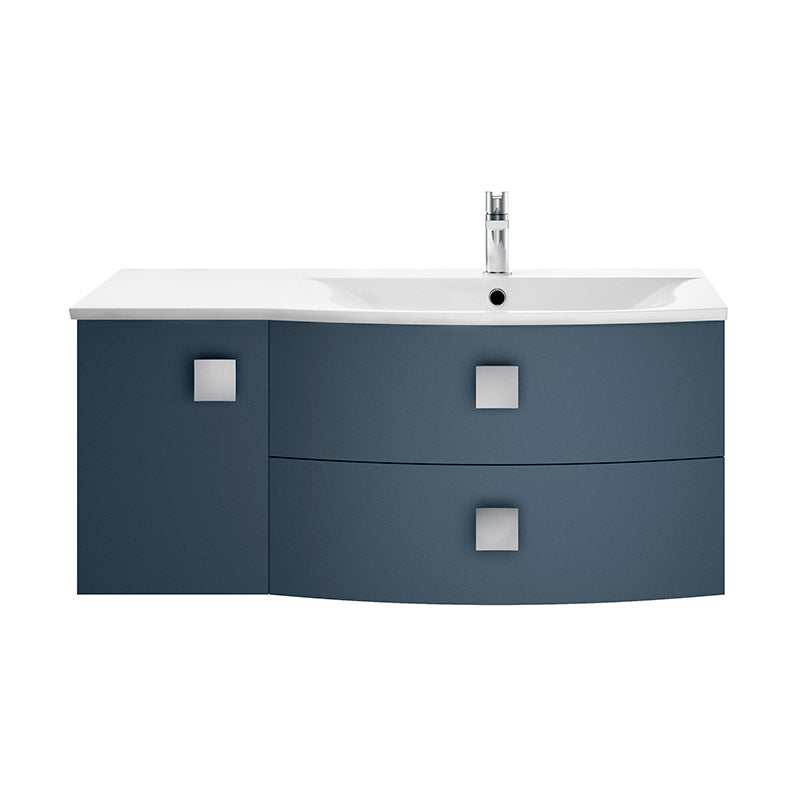 Hudson Reed Sarenna Wall Hung Right Hand Double Drawer Single Door 1000mm Vanity Unit with Polymarble Basin (1 size, 3 colours) - Brand New Bathrooms