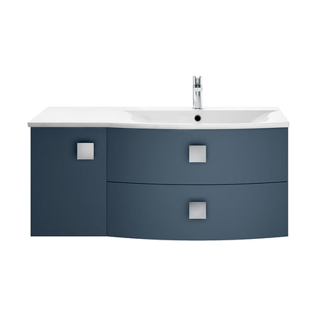 Hudson Reed Sarenna Wall Hung Right Hand Double Drawer Single Door 1000mm Vanity Unit with Polymarble Basin (1 size, 3 colours) - Brand New Bathrooms