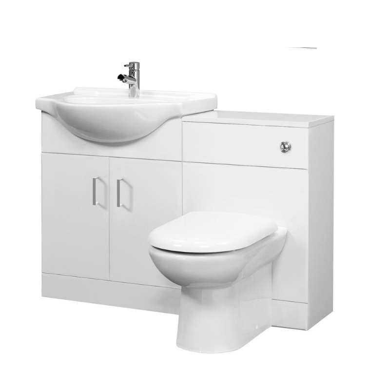Nuie Cloakroom Packs Floor Standing Saturn Furniture Pack with Round Basin (1 size, Gloss White) - Brand New Bathrooms