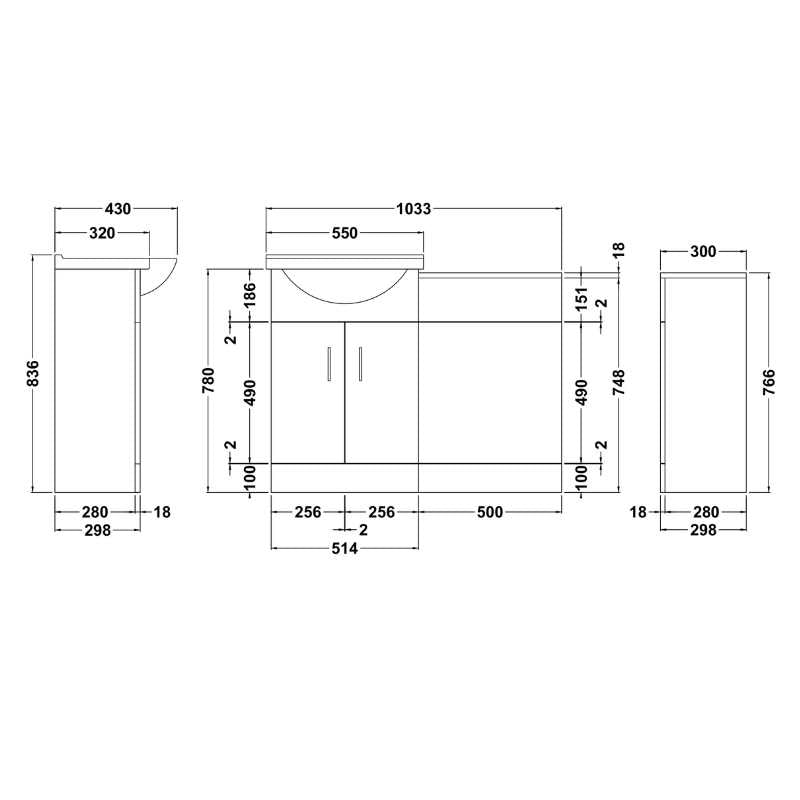 Nuie Cloakroom Packs Floor Standing Saturn Furniture Pack with Round Basin (1 size, Gloss White) - Brand New Bathrooms