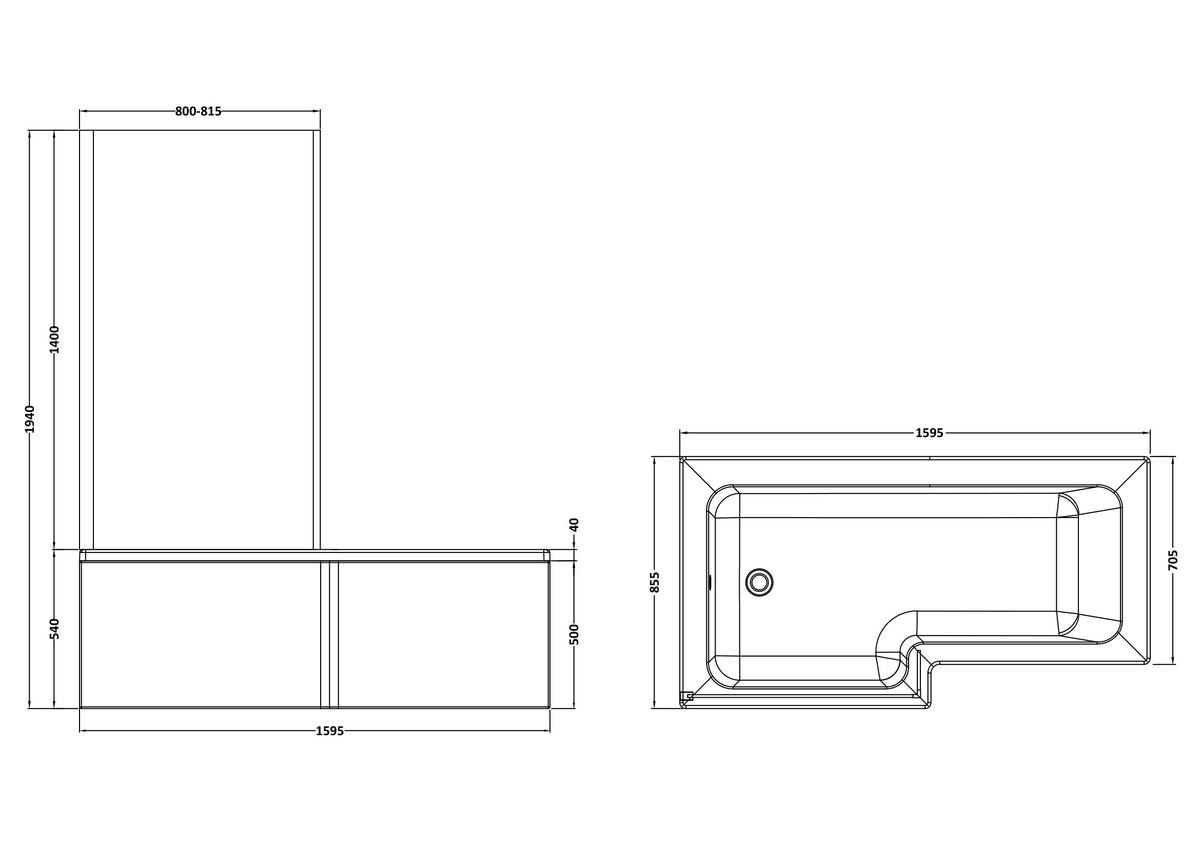 Brand New Bathrooms - Nuie 1600mm Square Shower Bath Set (2 sizes, White)