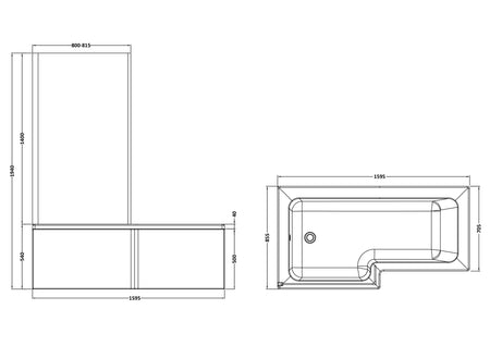 Brand New Bathrooms - Nuie 1600mm Square Shower Bath Set (2 sizes, White)