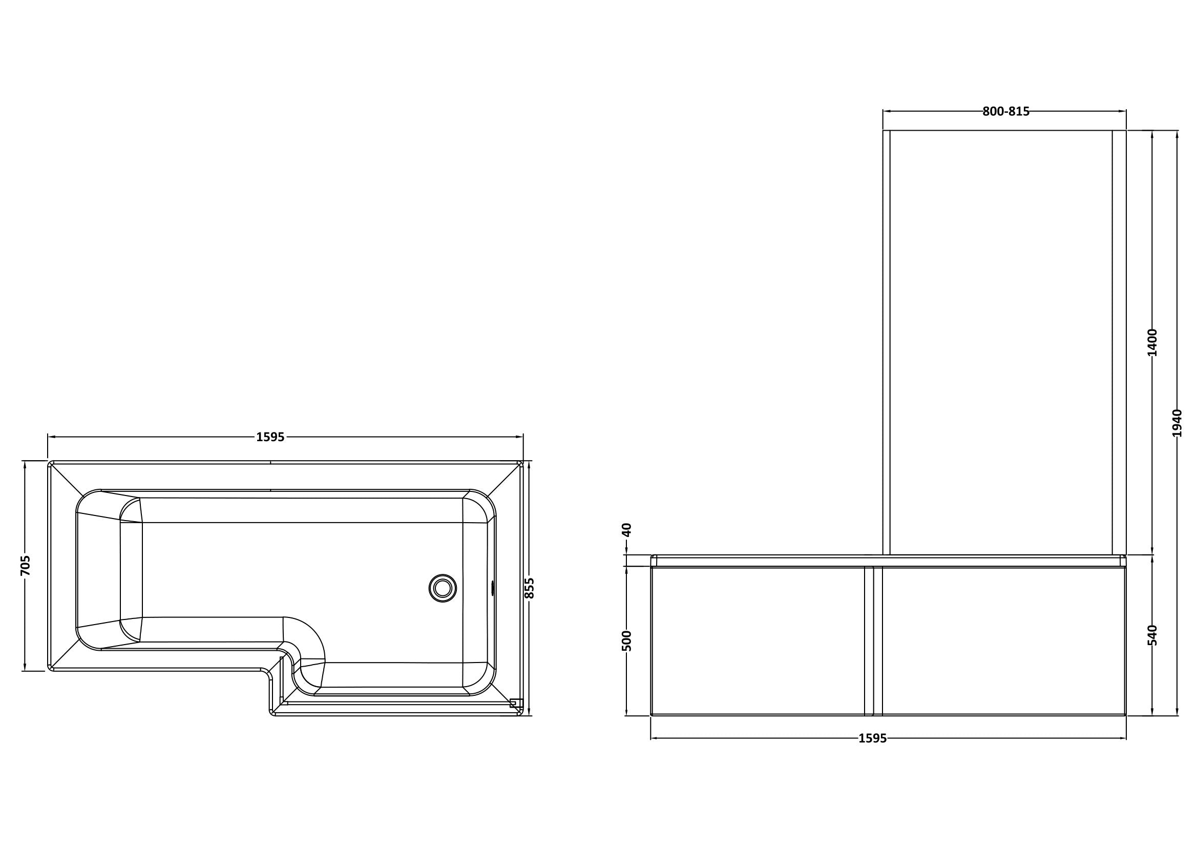 Brand New Bathrooms - Nuie 1600mm Square Shower Bath Set (2 sizes, White)