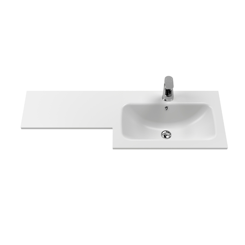 Nuie Arno Floor Standing 1100mm Left Hand Combination Vanity Unit (1 size, 2 style, Satin Green) - Brand New Bathrooms