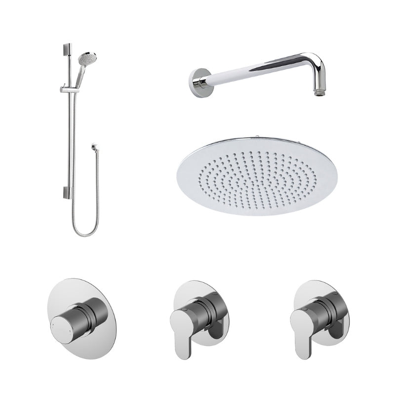 Nuie 2 Outlet Arvan Bundle With Stop Tap & Diverter (1 size, Chrome) - Brand New Bathrooms