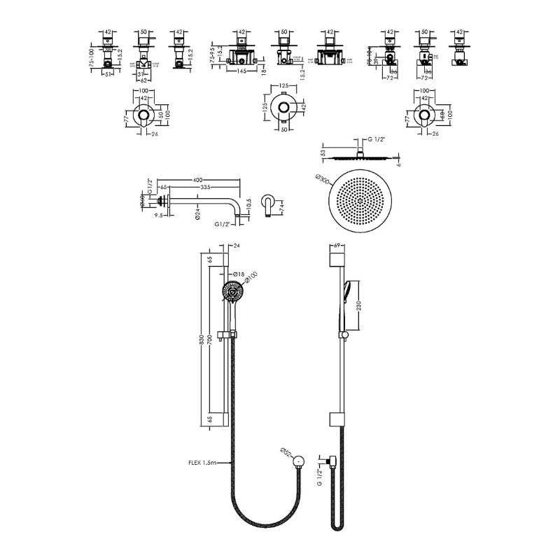 Nuie 2 Outlet Arvan Bundle With Stop Tap & Diverter (1 size, Chrome) - Brand New Bathrooms