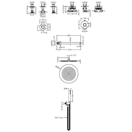 Nuie 2 Outlet Arvan Double Bundle With Stop Taps (1 size, Chrome) - Brand New Bathrooms