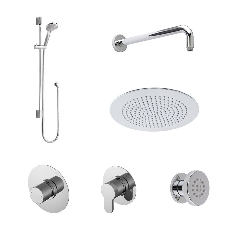 Nuie 3 Outlet Arvan Bundle With Stop Taps (1 size, Chrome) - Brand New Bathrooms
