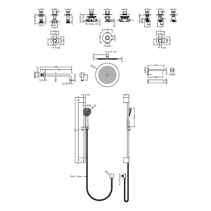 Nuie 3 Outlet Arvan Bundle With Stop Tap & Diverter (1 size, Chrome) - Brand New Bathrooms