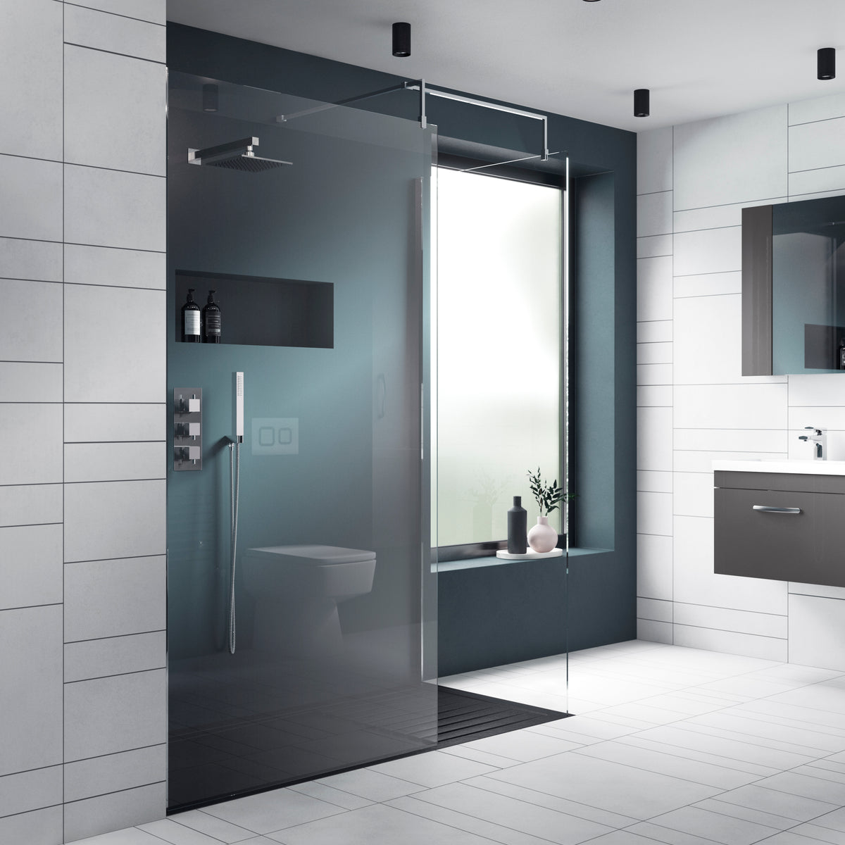 Nuie Wetroom Screen & Support Bar (8 sizes, Chrome) - Brand New Bathrooms