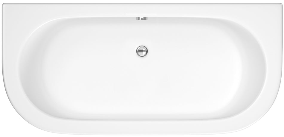 Nuie Curved Back To Wall Bath & Panel (1 sizes, White) - Brandnew Bathroom