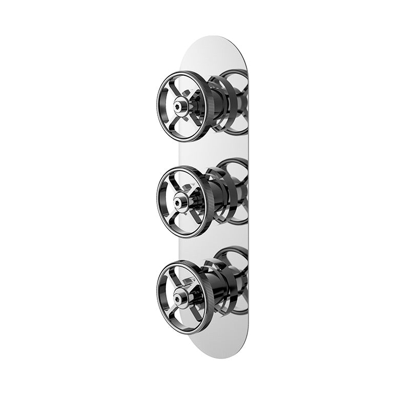 Hudson Reed Industrial Triple Valves (2 styles, Chrome) - Brandnew Bathroom