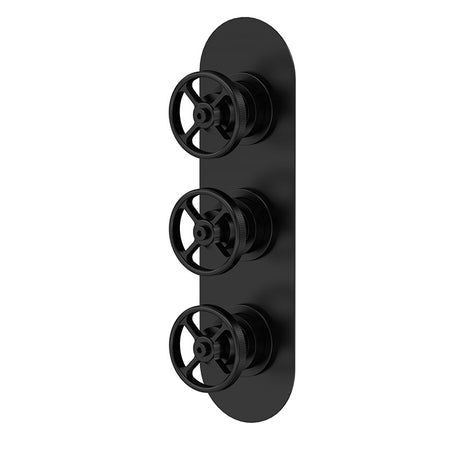 Hudson Reed Industrial Valves Triple Valve (2 styles,  Matt Black) - Brandnew Bathroom